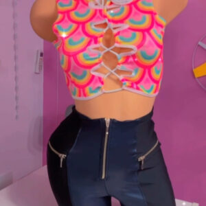 Top blanco con fucsia