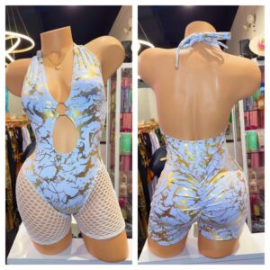 Enterizo Short Blanco con Dorado